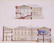 Mayblum Jules Palace of Count P. S. Stroganov. Plan of the Facade and Section - Hermitage